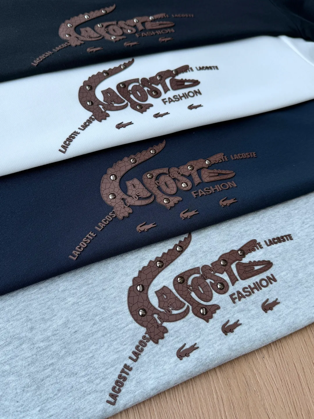 P 120LACOSTE. 2026 Autumn New Product Counter Same Style Printed Cotton Round Neck Sweater 360g Pure Cotton Terry M.L.XL 2XL LA-W 3055